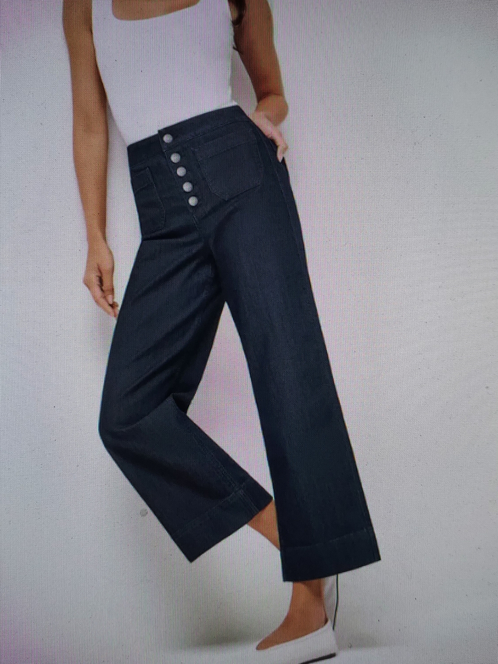 Travis Mathew (New) Indigo Cropped Wide-Leg Stretch Denim Jeans. XS. (0-2) NWOT.